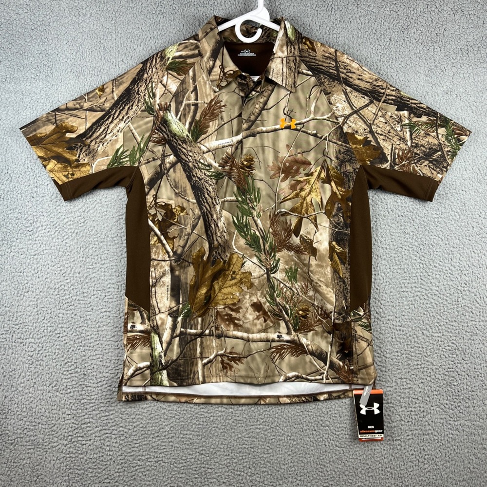 Under Armour Mens Realtree‎ AP Camo Polo Shirt Allseasongear UPF 30 MD 1004013